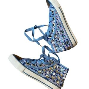 ✨VINTAGE LUX✨ Ash Vanessa Embellished Blue High-Top Sneakers